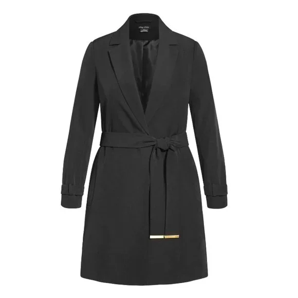 NWOT City Chic Miss Sleek Trench Black M = 18 = 2X - Picture 3 of 5